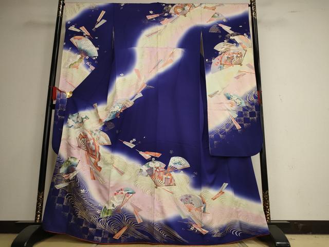 平和屋着物■豪華振袖　扇面吉祥文　金彩　正絹　逸品　AAAO6404jd
