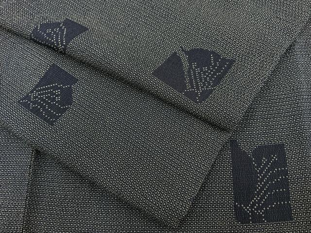 平和屋着物●本塩沢　破れ色紙文　正絹　逸品　BAAM5874ph