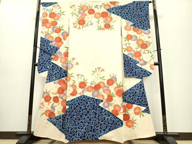 平和屋着物■豪華振袖　駒刺繍　絞り　松皮菱草花文　金彩　正絹　逸品　DAAK7304yyy