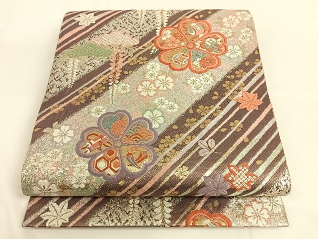 平和屋着物◎六通柄袋帯　唐織　舞花文　金銀糸　正絹　逸品　AAAO6921wt