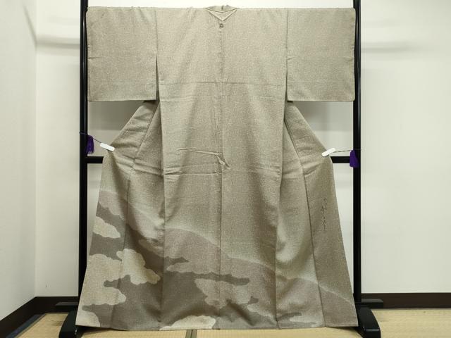 平和屋着物●染色家　岸上純平　色留袖　雲取り花唐草文　正絹　逸品　CAAL6920gh