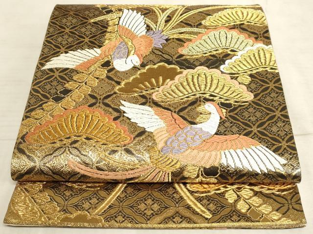 平和屋着物◎六通柄袋帯　唐織　鳳凰　松　本金弐重箔　正絹　逸品　AAAM3944sx