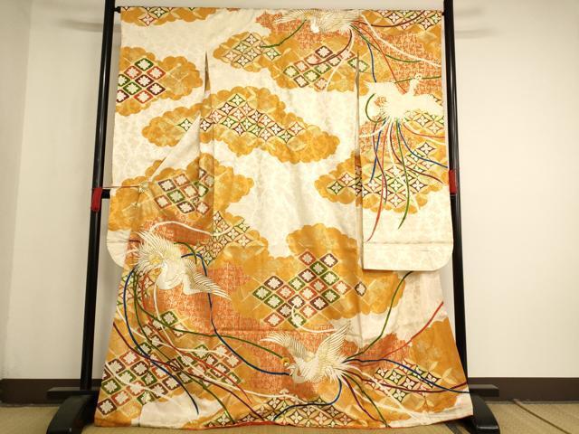 平和屋着物■豪華振袖　駒刺繍　鳳凰雲取り文　金彩　正絹　逸品　AAAL7253fy