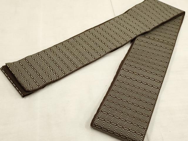 平和屋着物●本場筑前博多織　男性　角帯　横段文　正絹　逸品　AAAO9113wj