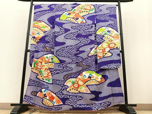 平和屋着物■豪華振袖　駒刺繍　絞り　片輪車花文　金彩　正絹　逸品　BAAM6878my