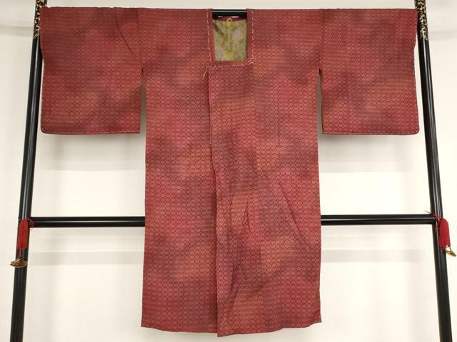平和屋着物■道行コート　抽象文　ロング丈　正絹　逸品　未使用　AAAO8690bw