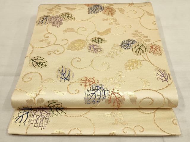平和屋着物●六通柄本袋帯　唐草文　金糸　正絹　逸品　AAAN8166wj