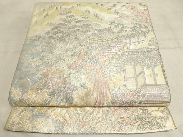 平和屋着物◎900織特撰佐賀錦　六通柄袋帯　鳳凰　風景文　金銀糸　正絹　逸品　AAAM3958sx