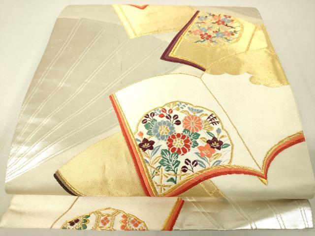 平和屋着物◎六通柄袋帯　唐織　冊子草花文　金銀糸　正絹　逸品　DAAL6037fc