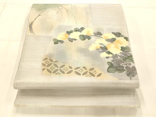 平和屋着物◎京の名門　じゅらく謹製　太鼓柄袋帯　菊花図　正絹　逸品　AAAO1083fw