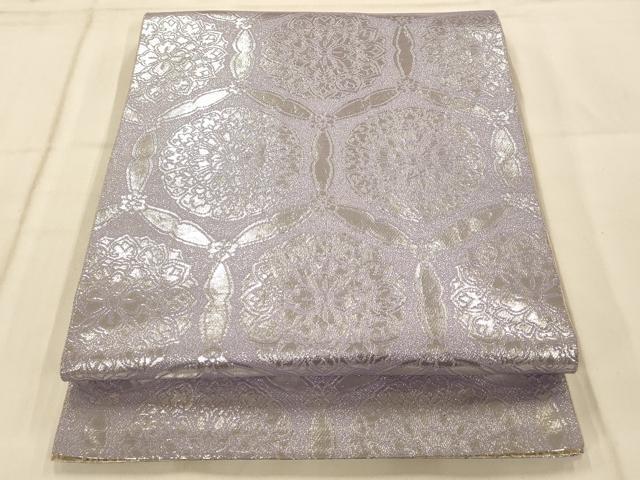 平和屋着物◎両面全通柄袋帯　花丸文　天井花菱文　銀糸　正絹　逸品　AAAO1088fw