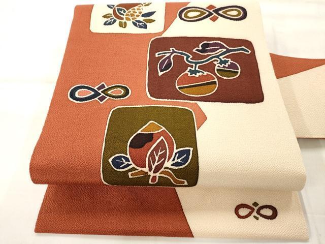 平和屋着物◎九寸名古屋帯　作家物　成り物　鬼しぼ縮緬　正絹　逸品　AAAM8075jz