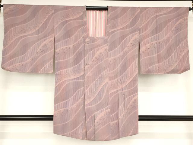 平和屋着物■道行コート　よろけ花唐葉間道地紋　暈し染め　正絹　逸品　未使用　AAAN3885bw