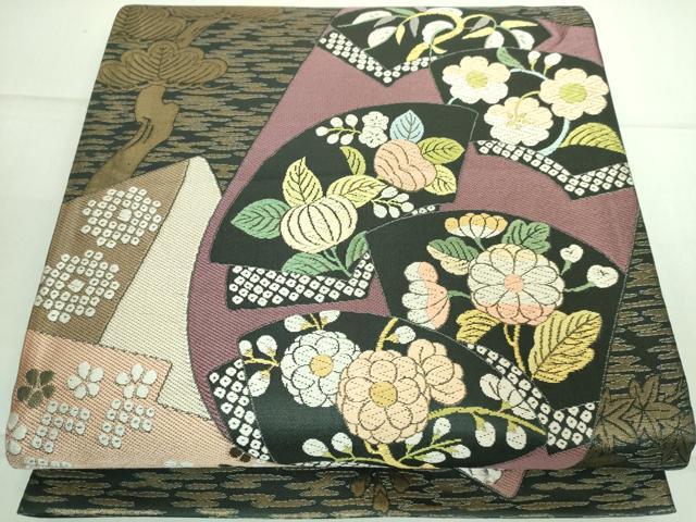 平和屋着物●六通柄袋帯　唐織　誰が袖花文　金糸　正絹　逸品　DAAK4673ic
