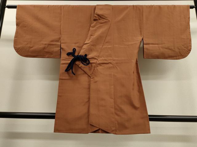平和屋着物■道中着　紬地　胡桃色　正絹　逸品　CAAK3987dy