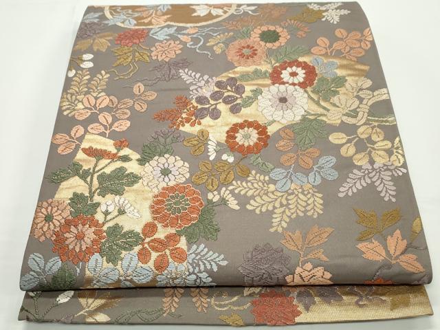 平和屋着物■六通柄袋帯　唐織　地紙花束文　金糸　正絹　逸品　CAAL0109ng