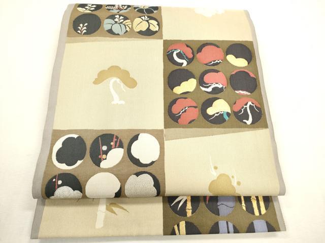 平和屋着物■六通柄袋帯　里松絽巴　金銀糸　正絹　逸品　CAAJ6134ak