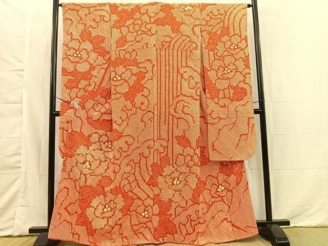 平和屋着物■豪華振袖　駒刺繍　総絞り　草花文　正絹　逸品　BAAM6462xi