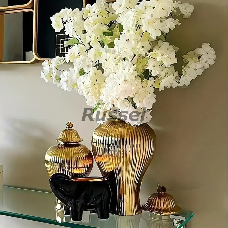  ваза люкс elegant Gold цветок основа керамика цветок pot модный современный простой Home украшение 4-7