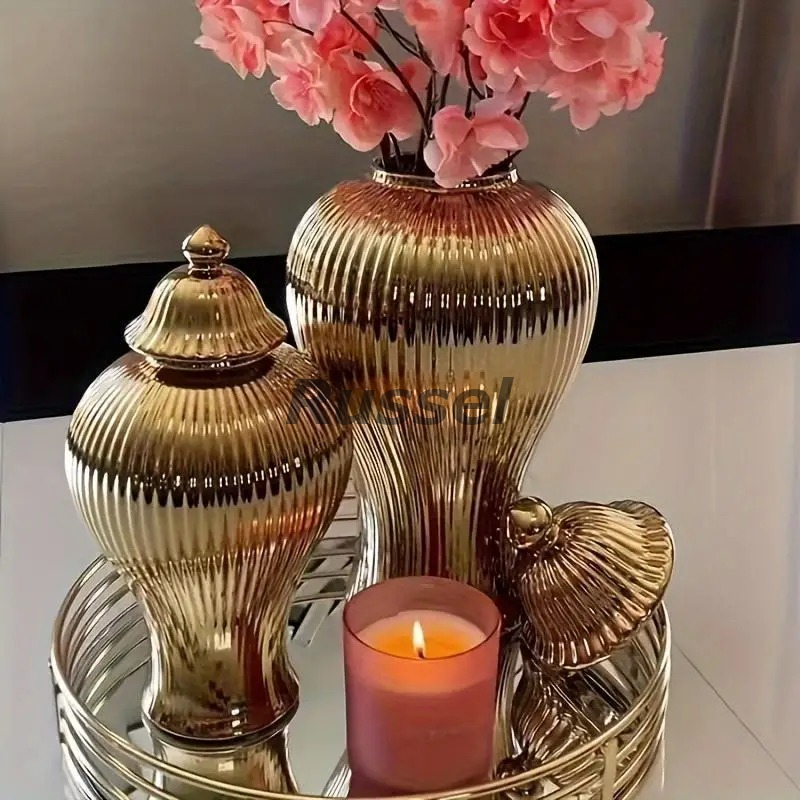  ваза люкс elegant Gold цветок основа керамика цветок pot модный современный простой Home украшение 4-7