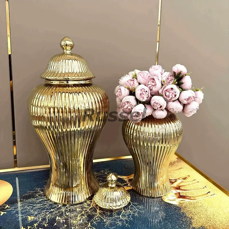 ваза люкс elegant Gold цветок основа керамика цветок pot модный современный простой Home украшение 4-7