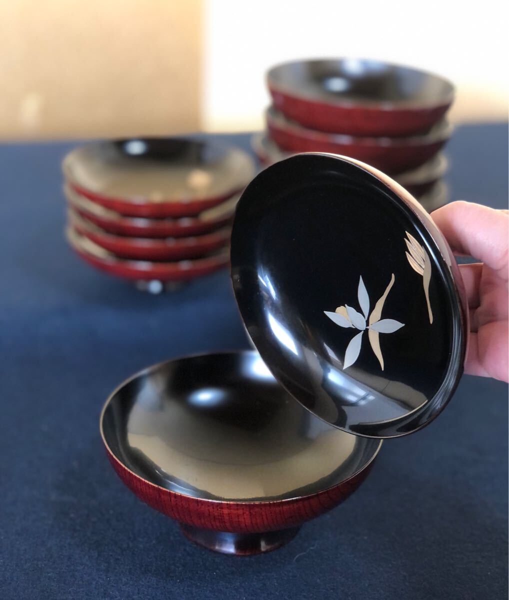 B 雪紋椀③ 江戸時代 漆工 漆器 漆絵 ふす