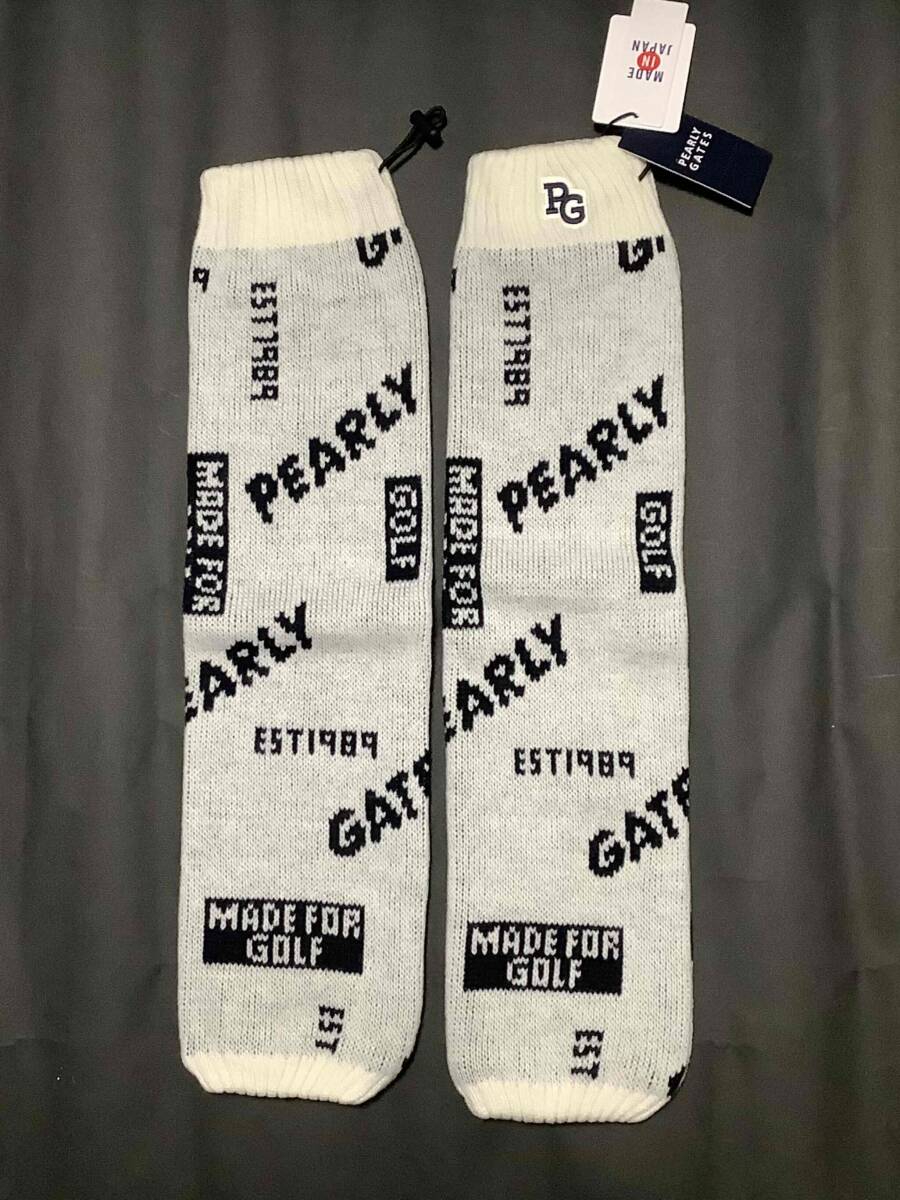 ◆パーリーゲイツ PEARLY GATES◆ロゴジャカード レッグウォーマー ◆ホワイト◆送料無料！◆