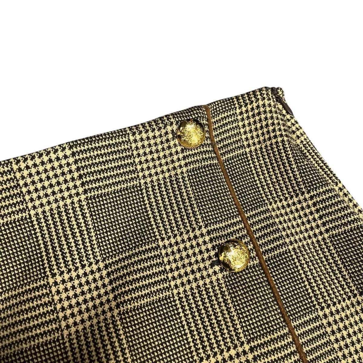 美品　ラルフローレン RALPH LAUREN　豪華金ボタン　チェック柄　タイト　スカート　日本M、9號(hào)　S4L333