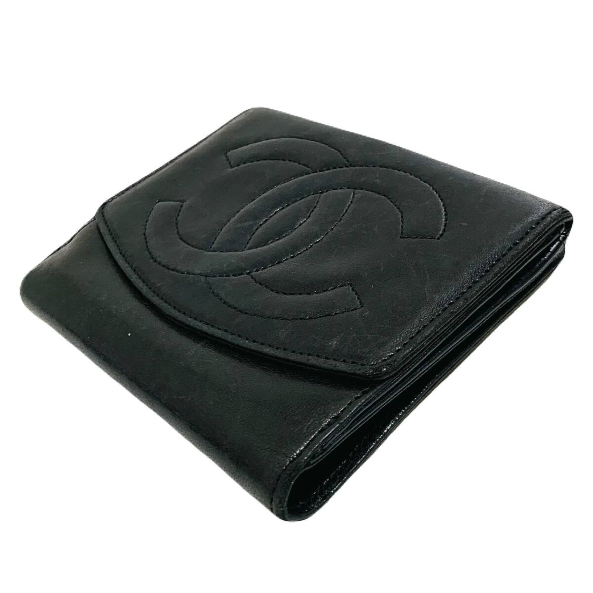 CHANEL シャネル ビコローレ Wホック財布 ブラック/GP
