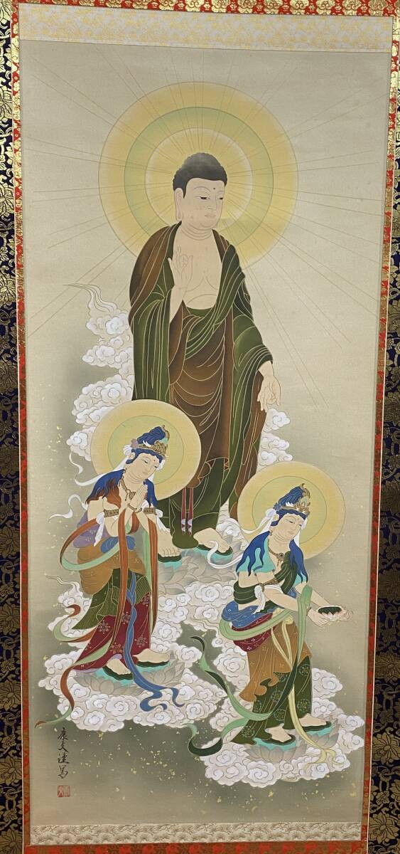 複製】//葛飾北斎/富士山水七福神図/横物/工芸/布袋屋掛軸HI-637