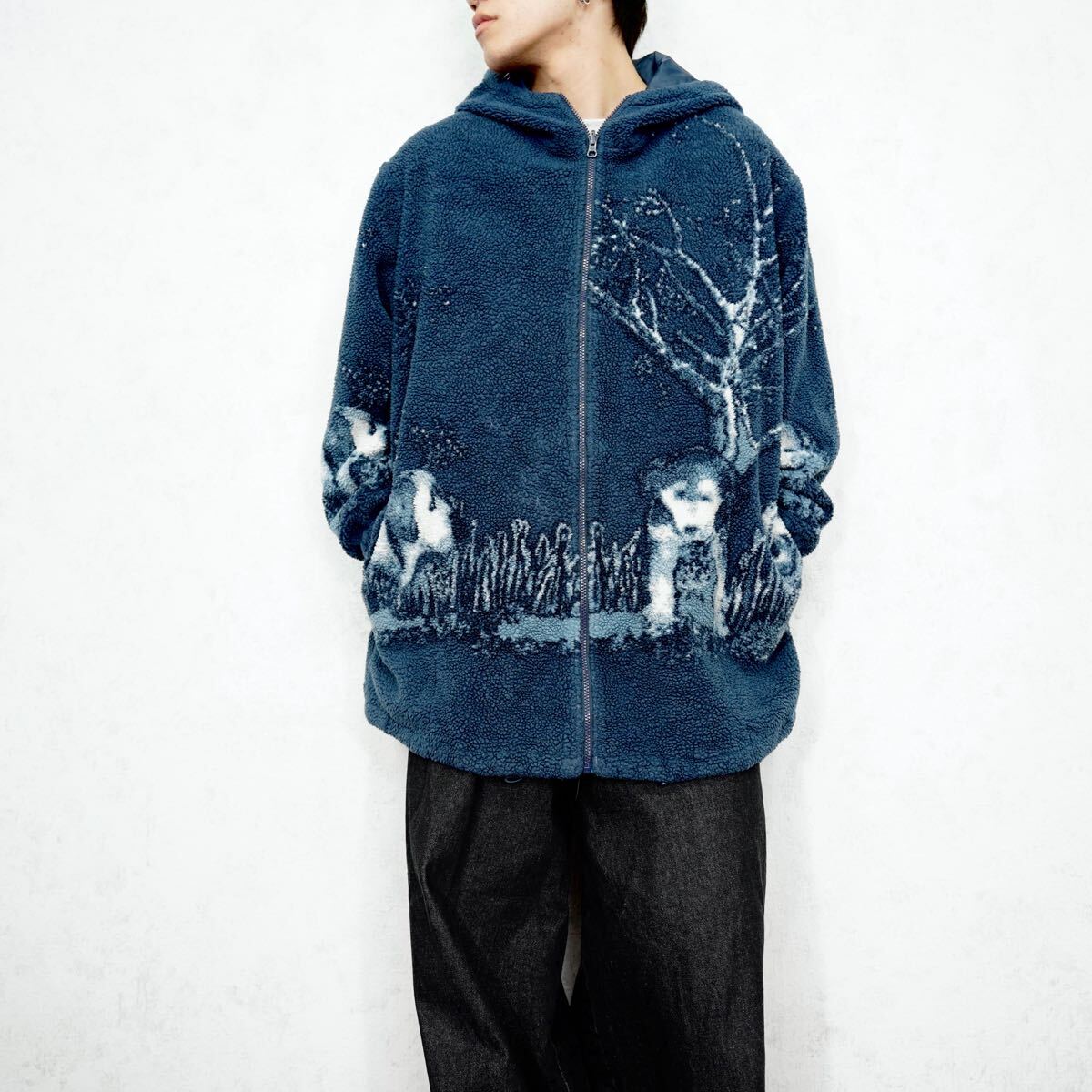*SPECIAL ITEM* USA VINTAGE cobblestone canyon DOGS HIGH NECK ZIP UP FLEECE BLOUSON/アメリカ古着わんこジップアップフリースブルゾン