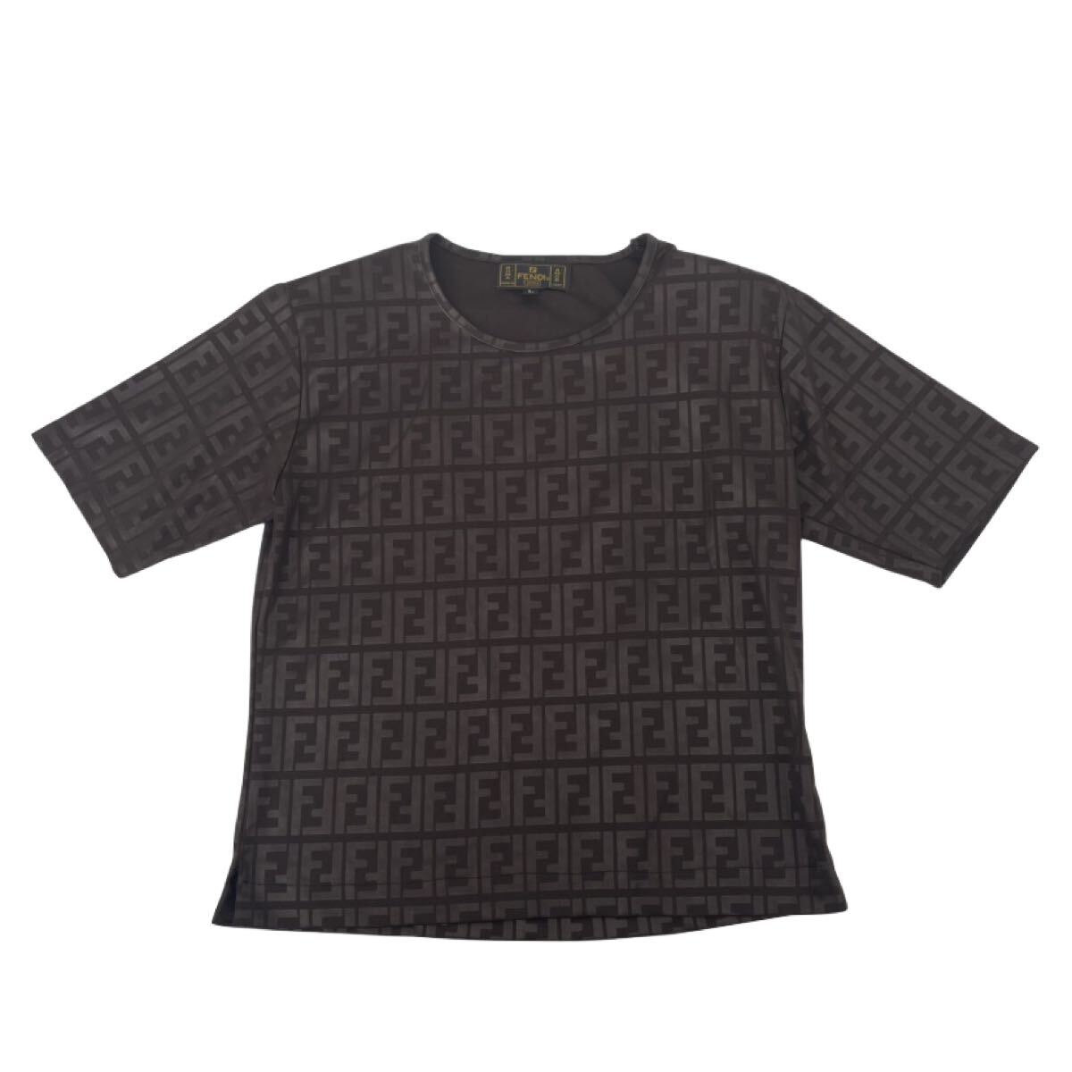 美品 ヴィンテージ FENDI 総柄 Tシャツ カットソー モザイク柄 44 FENDI 総柄 Tシャツ(FENDI フェンディ ズッカ柄 Tシャツ