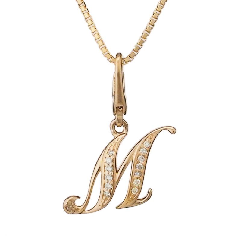 ゆきざき ダイヤモンド アルファプティ イニシャルM チャーム Y.ALPHA.PUTITE.32.22.M ネックレス K18PG 箱・証明カード付_画像1