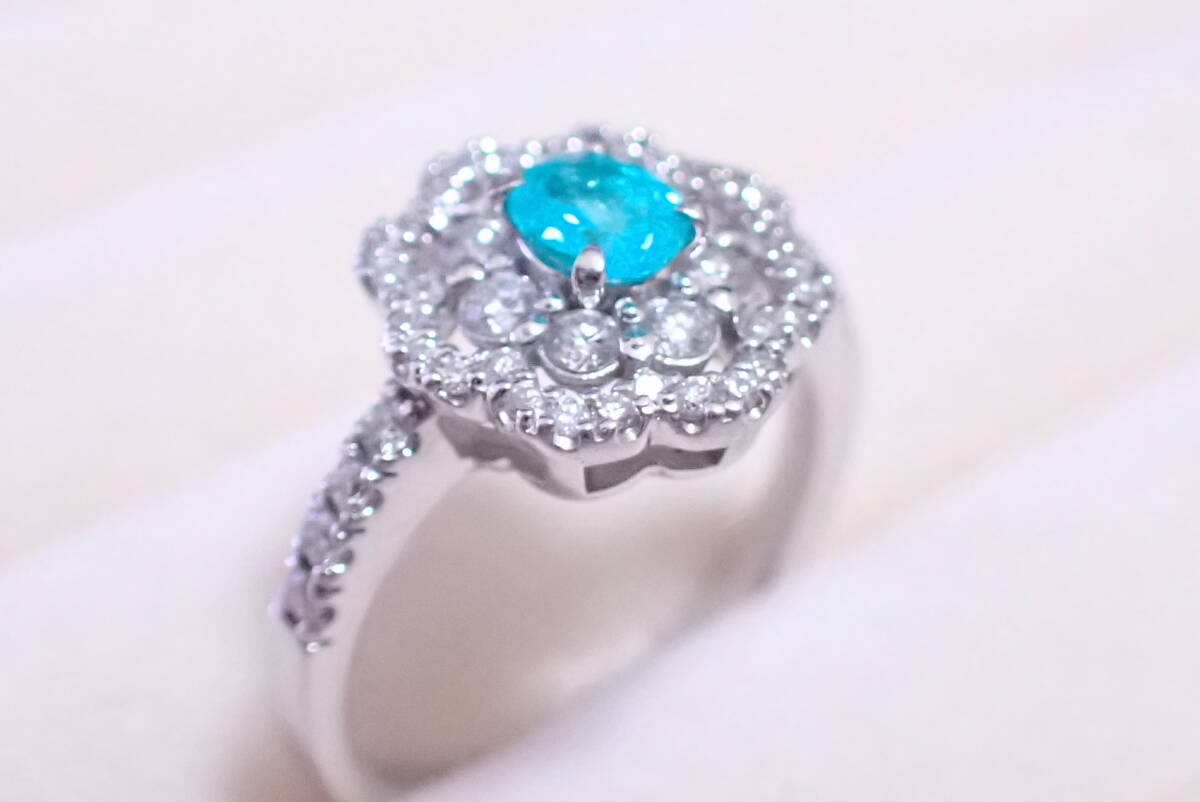 パライバトルマリン　0.296ct　指輪　ダイヤ0.52ct　11.5號(hào)