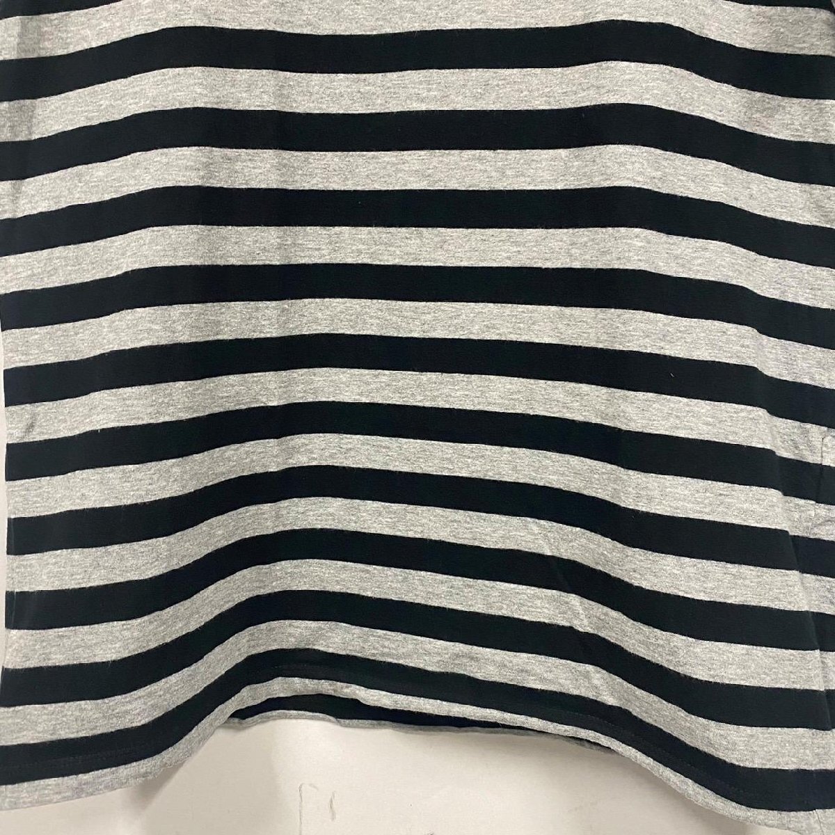 SAINT LAURENT サンローラン クルーネックボーダーＴシャツ ブランド メンズ アパレル コットン100％ グレー×ブラック 半袖