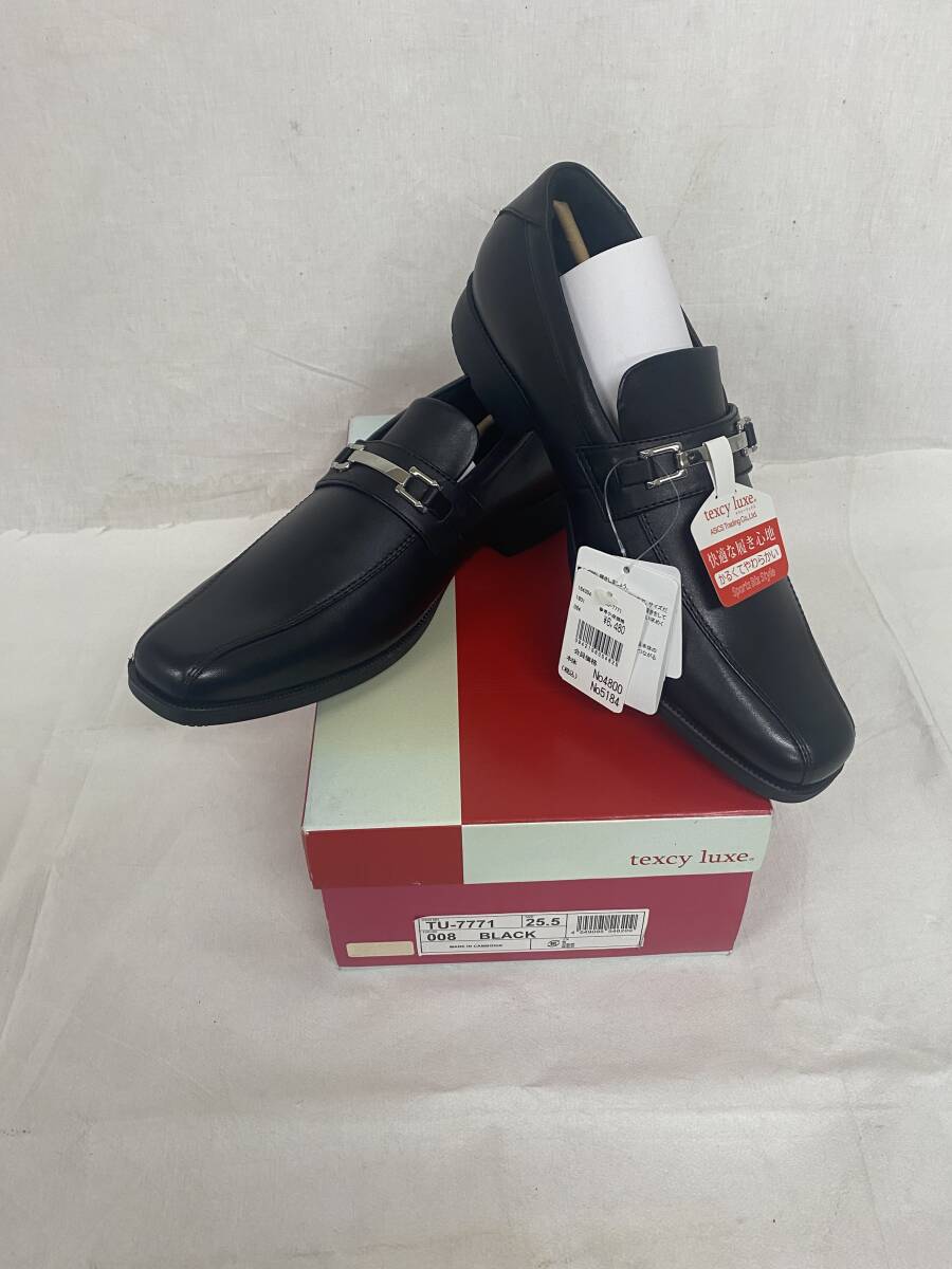 asics アシックス 紳士 男性 メンズ ビジネスシューズ 靴 テクシーリュクス texcy luxe Sports Biz Style ブラック 黒 共箱 25.5cm タグ付