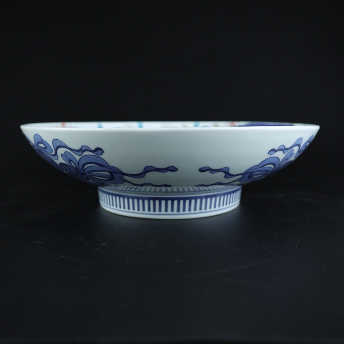 志】K0649 大皿 鍋島焼 染付 色絵 桜図 盛器 菓子鉢 大サイズ