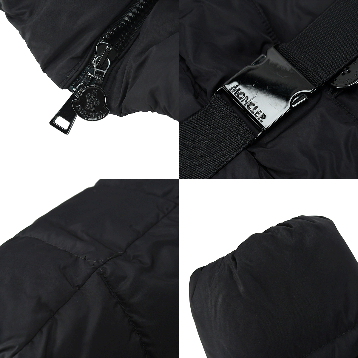 モンクレール MONCLER フォックスファー ダウンジャケット GENETTE ファー付フード ロゴ ブラック 黒 サイズ0 アウター レディース 中古
