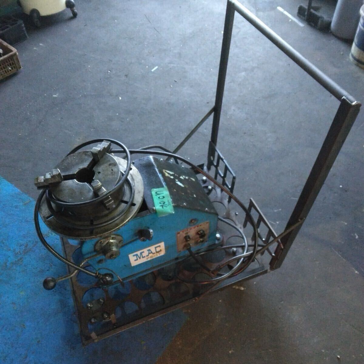 u167 MAC マツモト機械 小形ポジショナー 回転治具機械 PS-1F-L チャック 台車付 フットスイッチ無し 100V 50/60Hz 動作確認済み