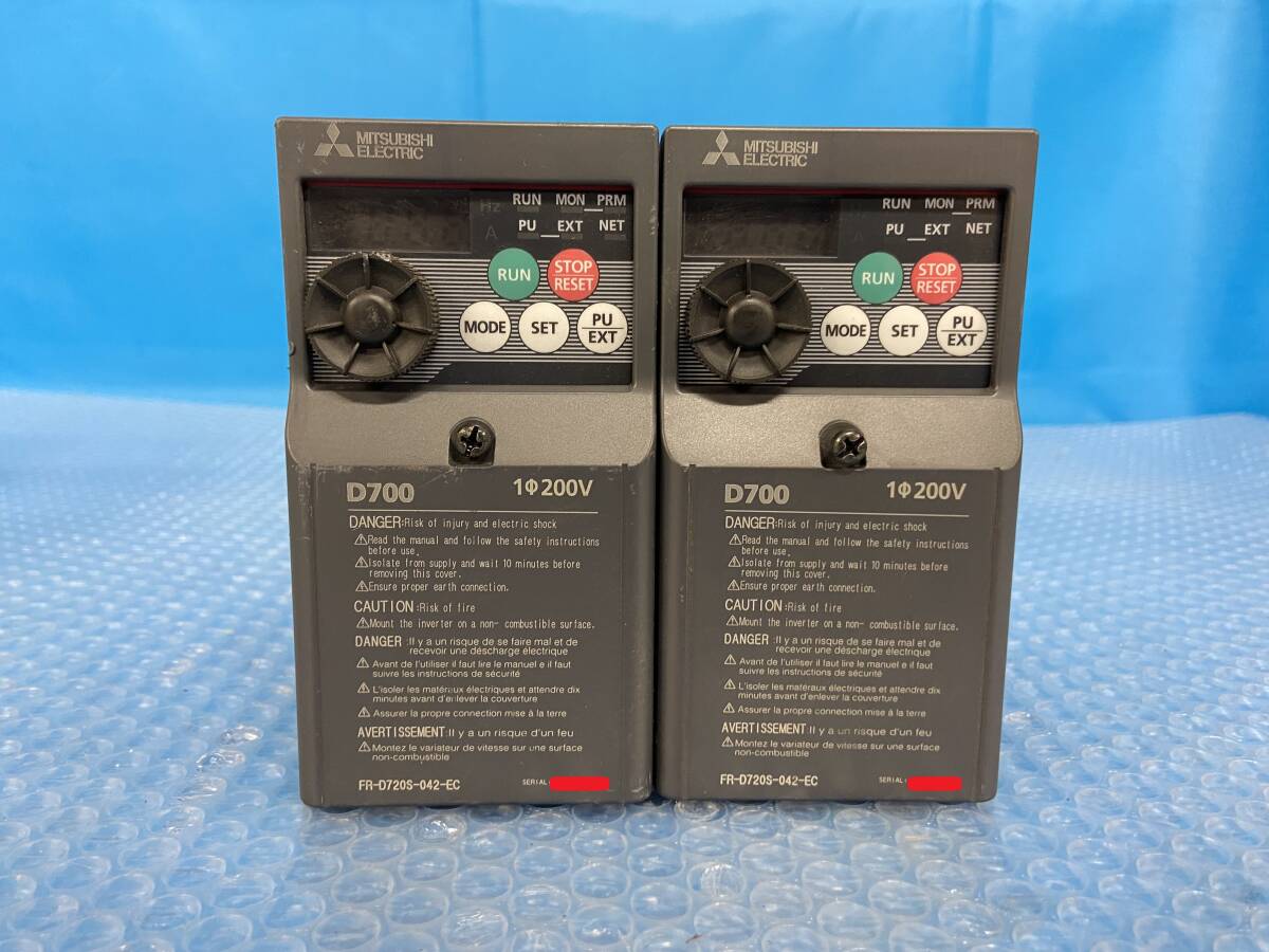 [CK21915] 三菱電機 MITSUBISHI FR-D720S-042-EC (FR-D720S-0.75K) FREQROL-D700 インバータ 2個セット 長期保管品 未使用品
