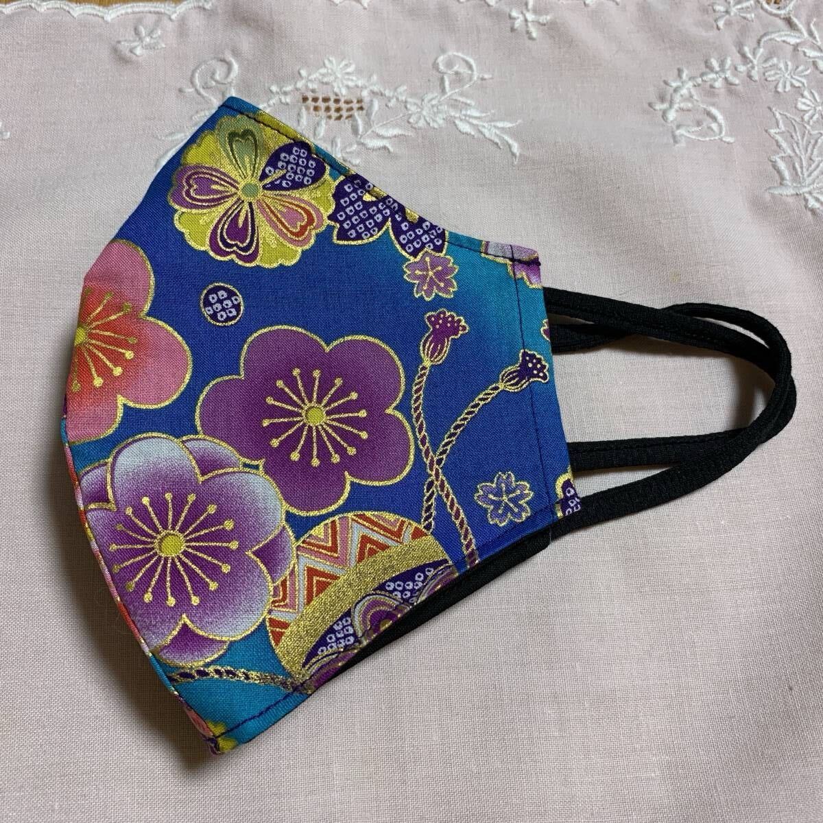 ハンドメイド　立体マスクカバー　和柄　②感染症対策、お正月、 成人式、パーティー　L_画像1