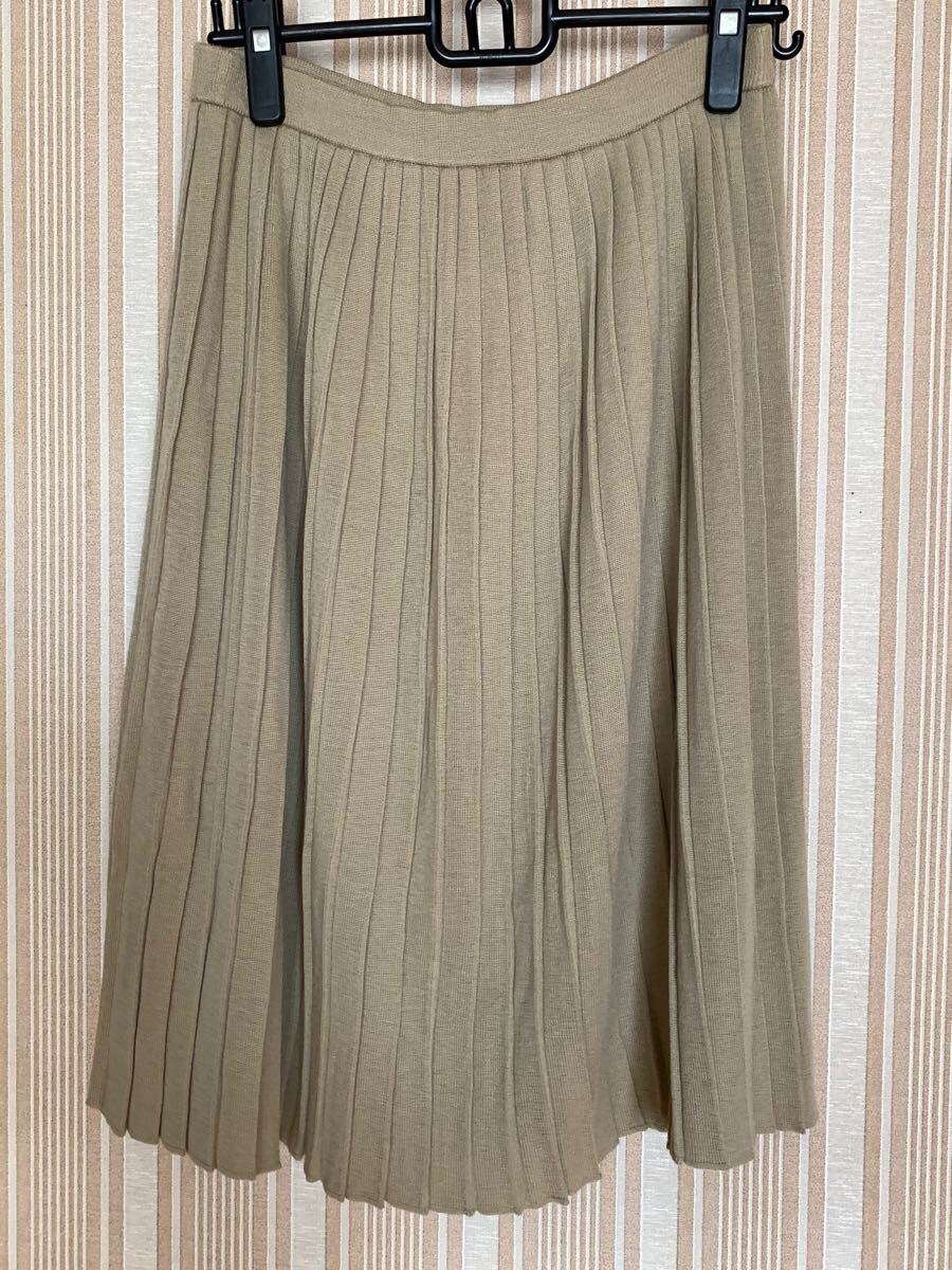 中古　ニットプリーツスカート　ベージュ　L_画像3