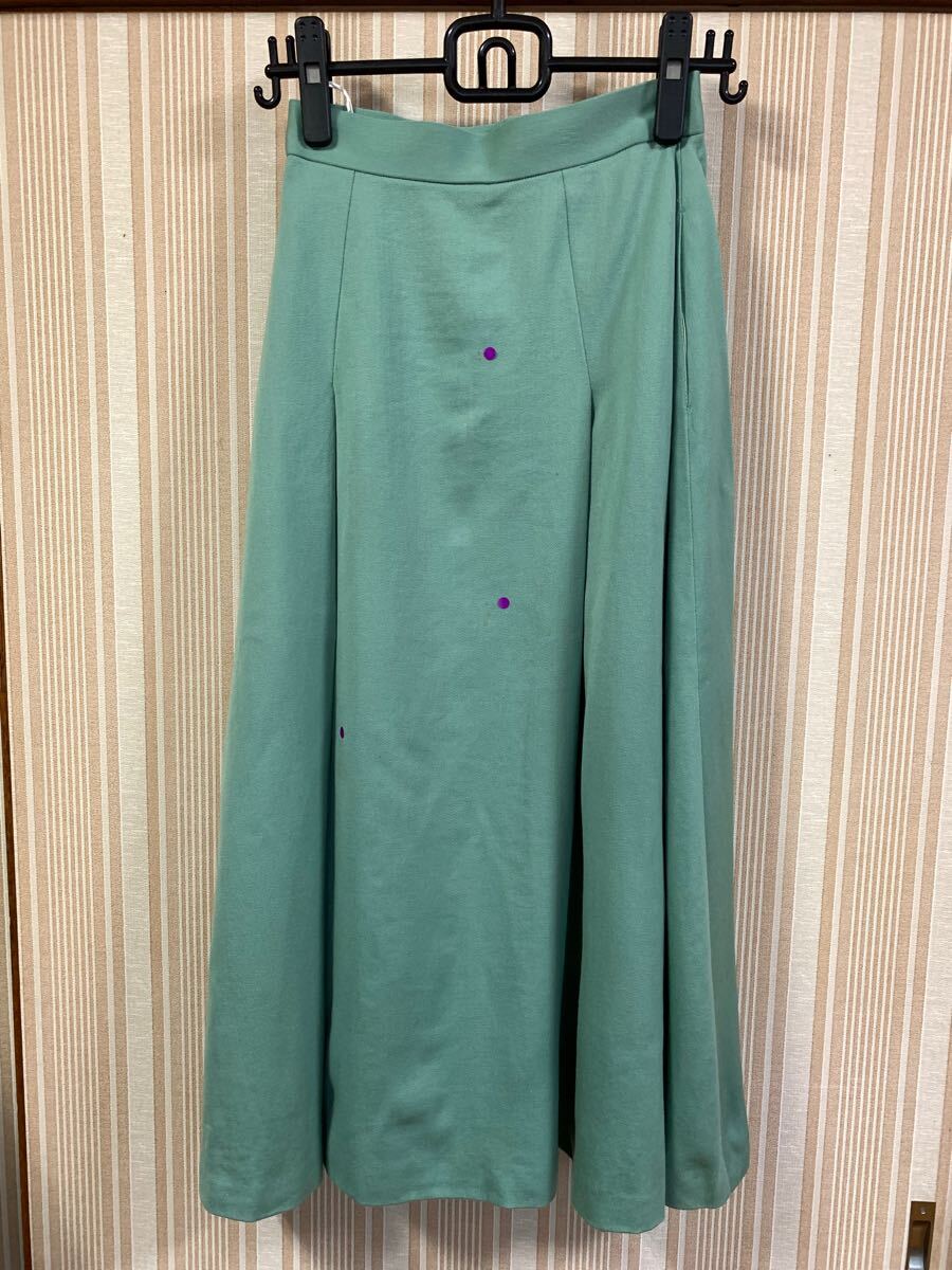 中古 フレアースカート M ミントグリーン wool100%_画像1
