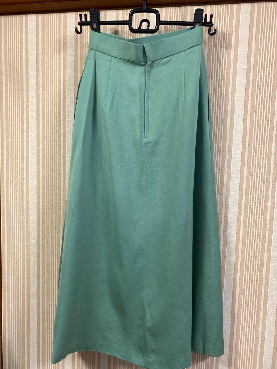 中古 フレアースカート M ミントグリーン wool100%_画像2
