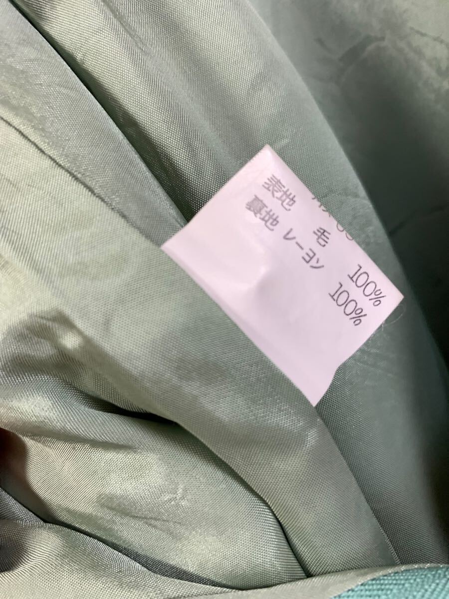 中古 フレアースカート M ミントグリーン wool100%_画像6
