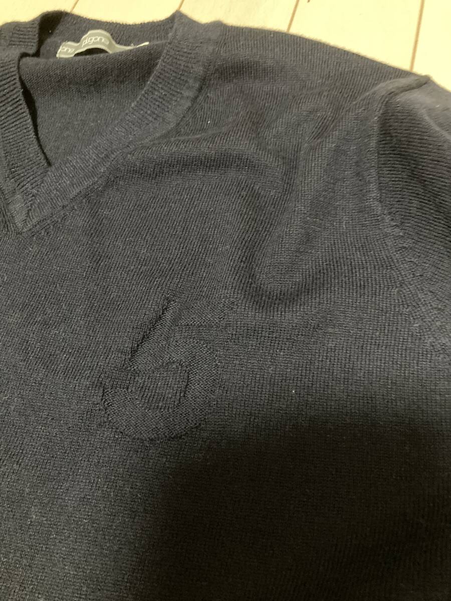 TUBE コットンウールVネックセーター 3 ネイビー 未使用_画像5