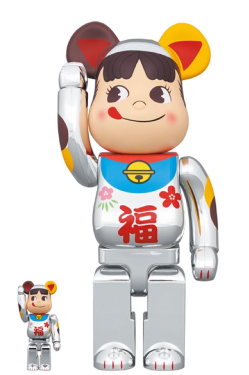 新品未使用 BE@RBRICK 招き猫 ペコちゃん 福 銀メッキ 100% & 400% 新品未使用 BE@RBRICK 招き猫 ペコちゃん 福 銀メッキ 100% & 400%