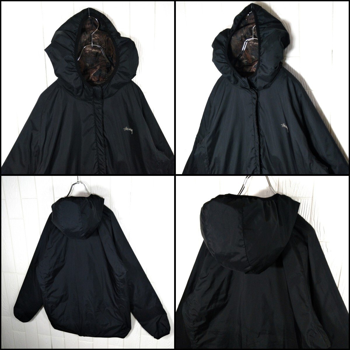 STUSSY】リアルツリー 中綿入り ナイロンフードジャケット STUSSY】リアルツリー 中綿入り ナイロンフードジャケット