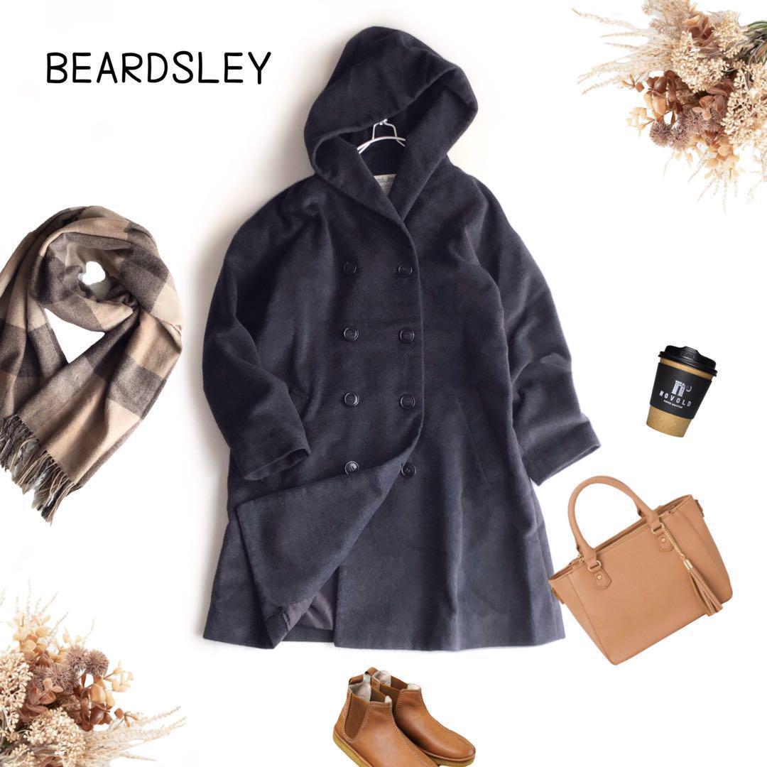 @【F】BEARDSLEY ビアズリー フーテッド コート_画像2