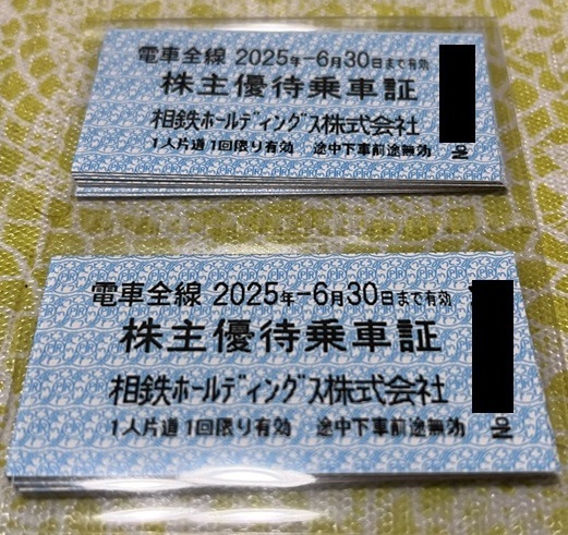 送料無料 ■ 相鉄ホールディングス株式会社 株主優待乗車証（きっぷ）20枚 ■ 相模鉄道 株主優待 全線切符